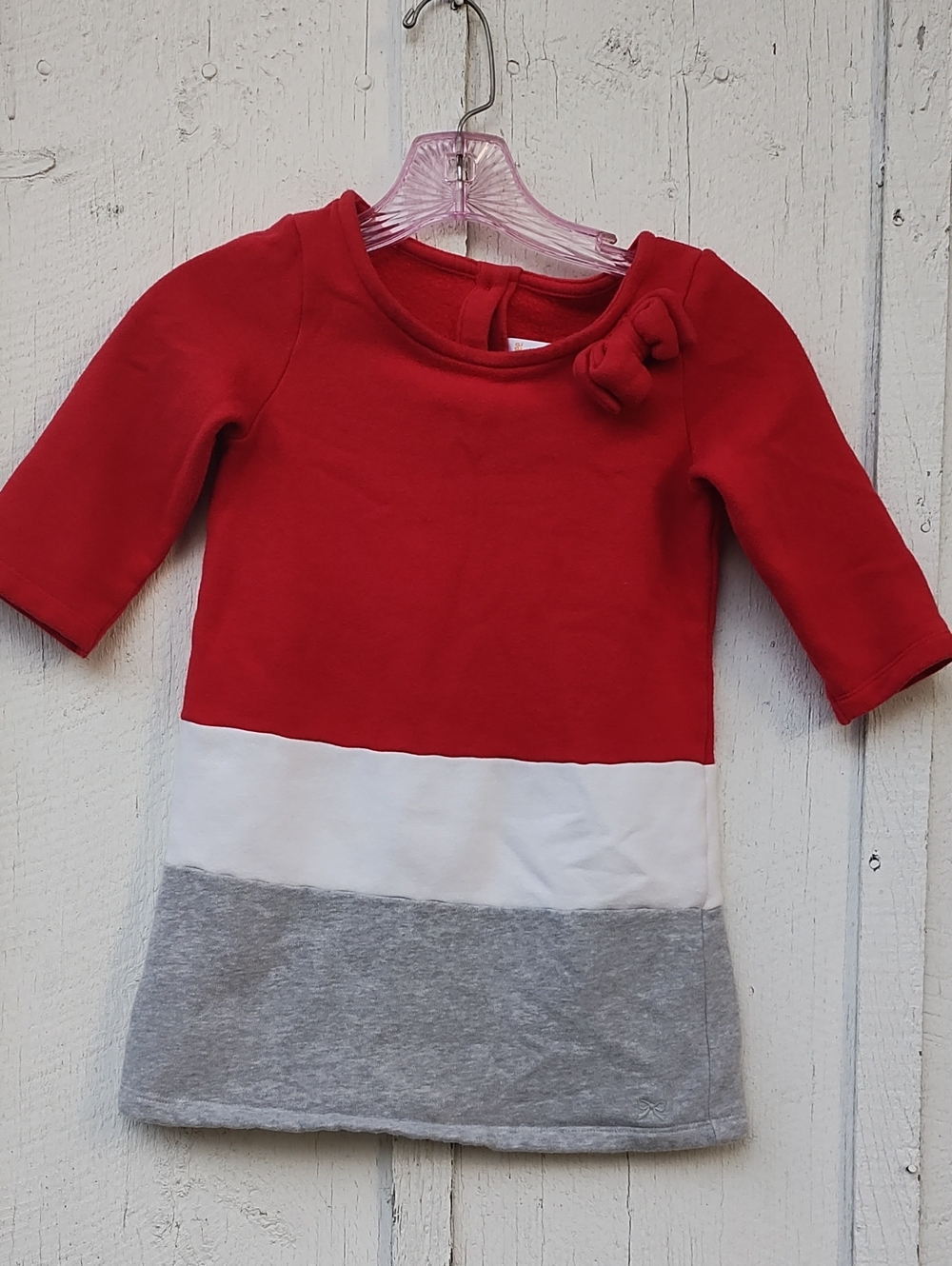 Gymboree Red White and Gray Holiday 2014 Sweatshirt Colorblock Dress with Bow